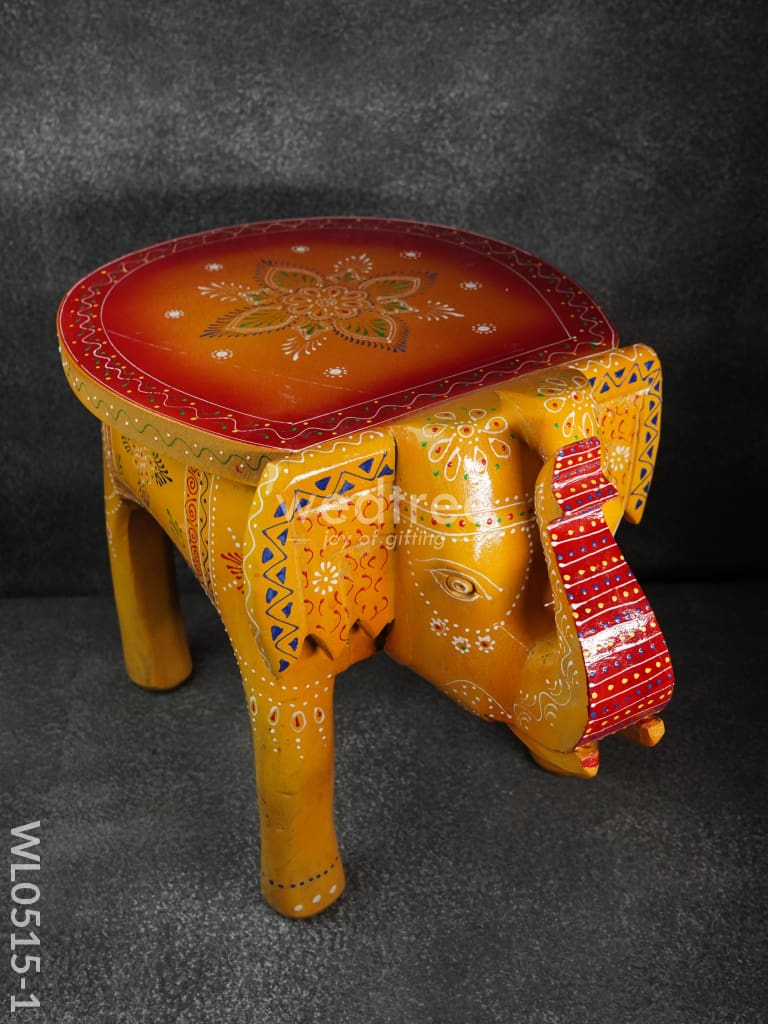 Elephant Stool - 8 Inch (Red And Orange) Wl0515 Wooden Stools