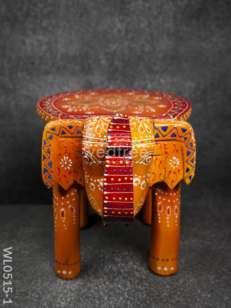 Elephant Stool - 8 Inch (Red And Orange) Wl0515 8Inches Wooden Stools