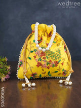 Embroidered Potli Bag With Pearl Beaded Handle And Drawstring - Wbg0905 Bags