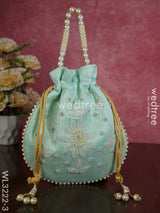 Embroidered Potli Bags With Beaded Handle - Wl3222 Teal