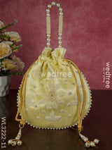 Embroidered Potli Bags With Beaded Handle - Wl3222 Yellow