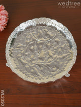 German Silver Pooja Tray With Elephant Stand - 10 Inch Wl3350 Utility