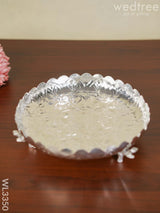 German Silver Pooja Tray With Elephant Stand - 10 Inch Wl3350 Utility