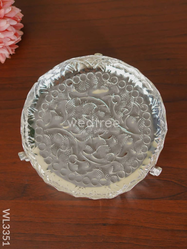 German Silver Pooja Tray With Elephant Stand - 8 Inch Wl3351 Utility