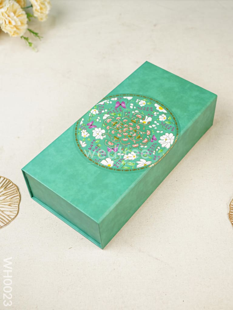 Flip Top Box - Green Flower Print Wh0023 Combos & Hampers