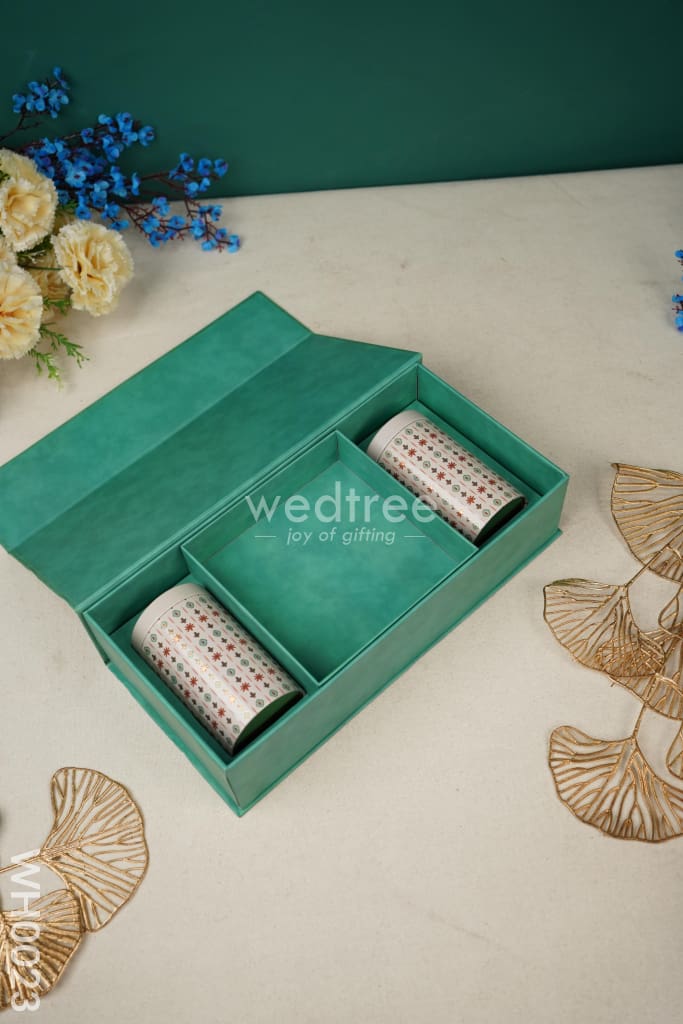 Flip Top Box - Green Flower Print Wh0023 Combos & Hampers