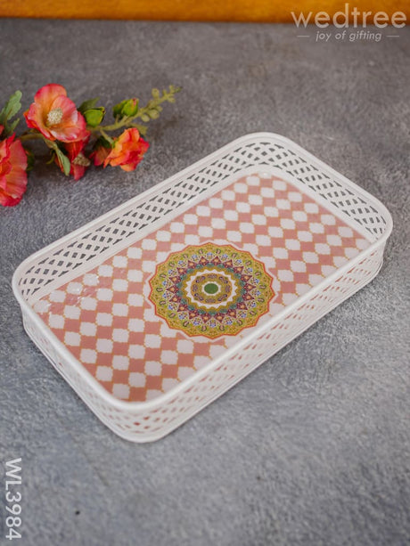 Floral Design Tray With White Frame - Wl3984 Wooden Trays