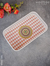 Floral Design Tray With White Frame - Wl3984 Wooden Trays