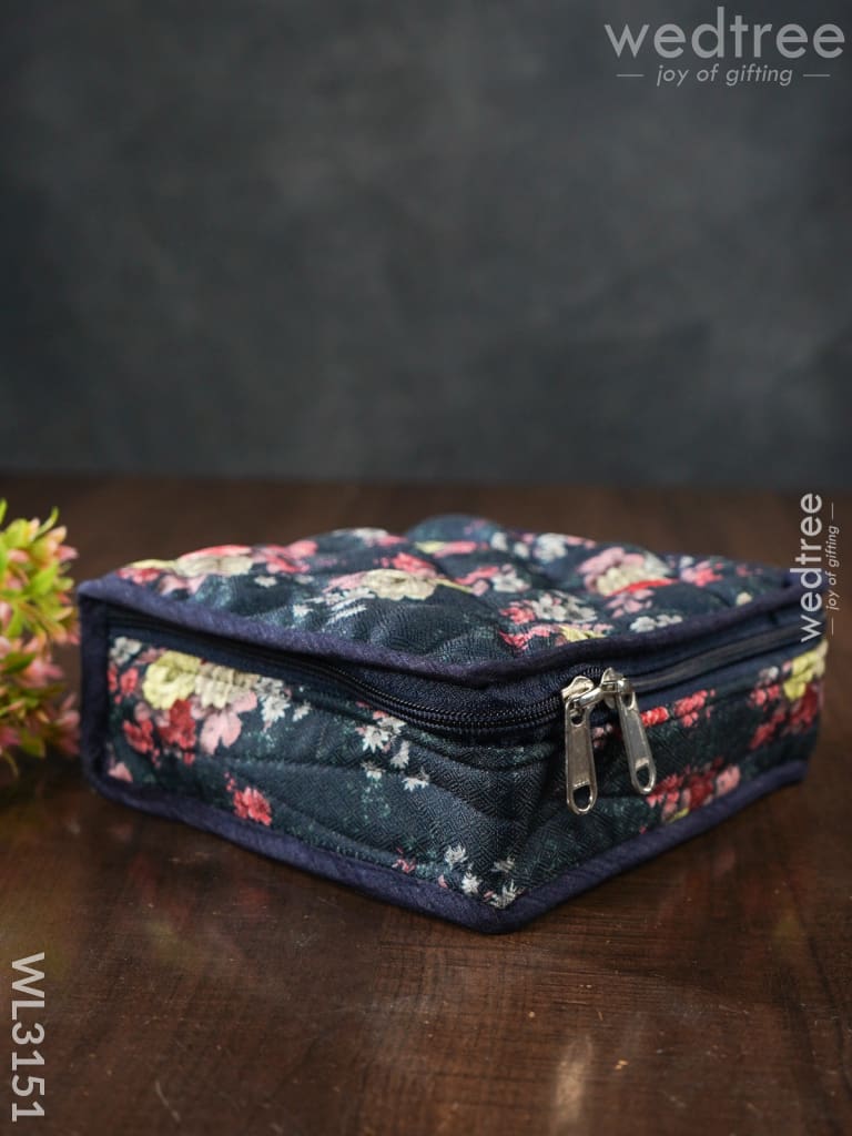 Floral Designed Jewel Pouch ( 7X6 )- Wl3151 Navy Blue Organizers