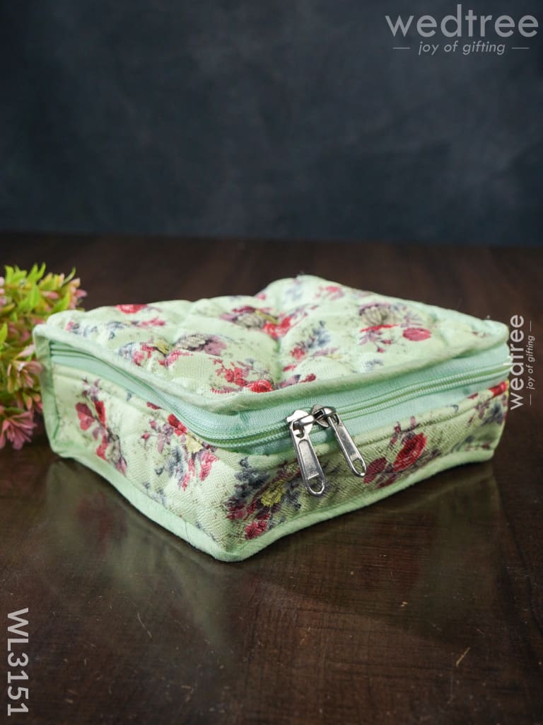 Floral Designed Jewel Pouch ( 7X6 )- Wl3151 Green Organizers