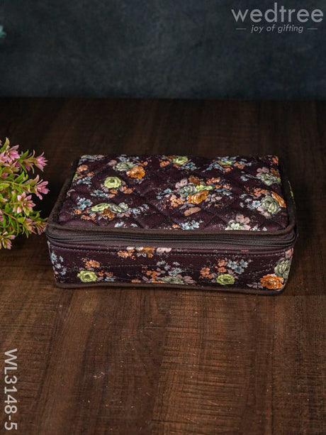 Floral Designed Jewel Pouch With Bangle Holder (10X7) - Wl3148 Brown Organizers