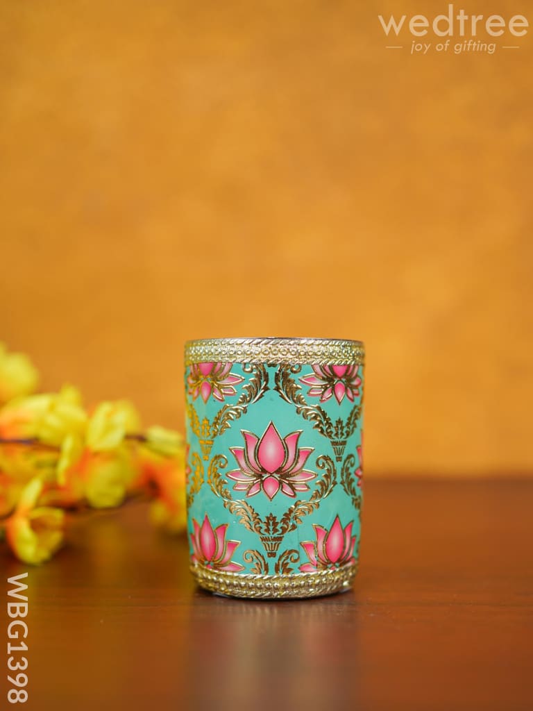 Floral Digital Printed Meenakari Glass - Wbg1398 Utensils Rg