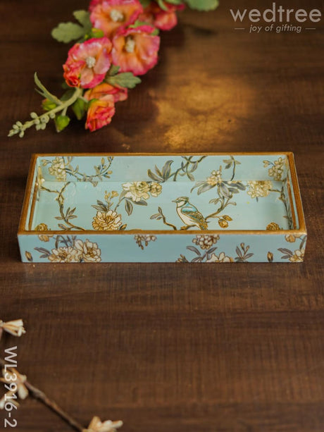 Floral Digital Tray - Wl3916 Green Wooden Trays