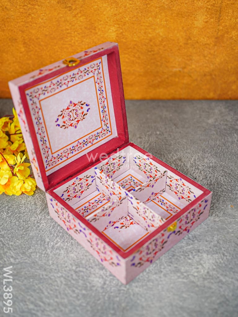 Floral Dry Fruit Box With 4 Partitions - Wl3895