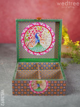 Floral Peacock Dry Fruit Box With 4 Partions - Wl3892