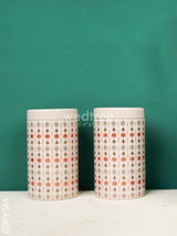 Floral Print Bag With Printed Tin Jars - Set Of 2 Wl4603 Dining Essentials