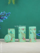 Floral Printed Tin Box With Handle - Set Of 3 Wl4371 Wooden Trays