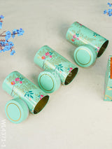 Floral Printed Tin Box With Handle - Set Of 3 Wl4371 Wooden Trays