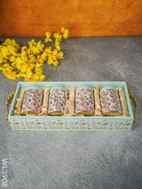 Floral Printed Tray With Jar Set - Wl3908 Wooden Trays