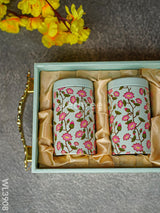 Floral Printed Tray With Jar Set - Wl3908 Wooden Trays