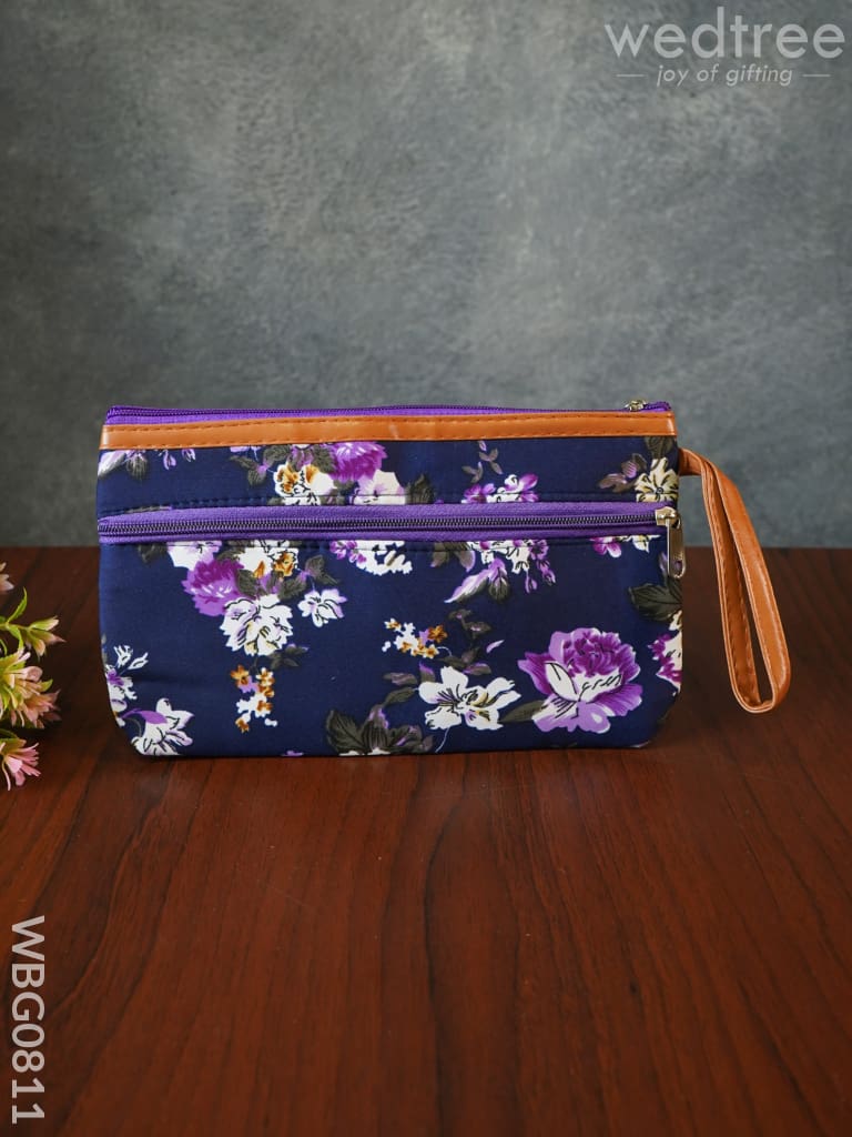 Floral Purse With Faux Leather - Wbg0811 Clutches & Purses