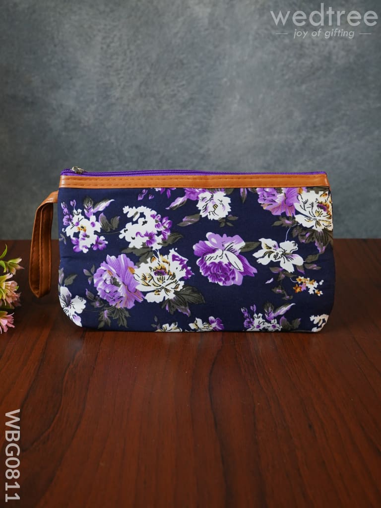 Floral Purse With Faux Leather - Wbg0811 Clutches & Purses