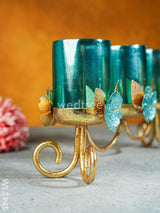 Floral Stand With 3 Glass Candle Holders - Wl3945 Candles & Votives