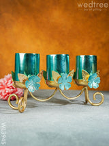 Floral Stand With 3 Glass Candle Holders - Wl3945 Candles & Votives