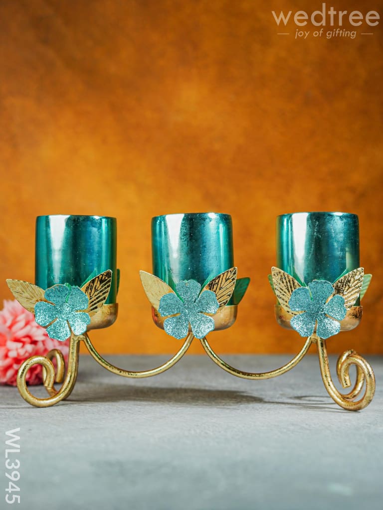 Floral Stand With 3 Glass Candle Holders - Wl3945 Candles & Votives