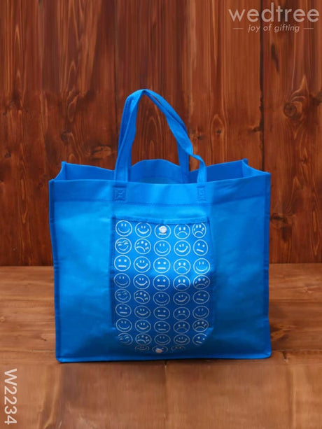 Foldable Nonwoven Shopping Bag With Smiley Prints - W2234 Shopping Bags