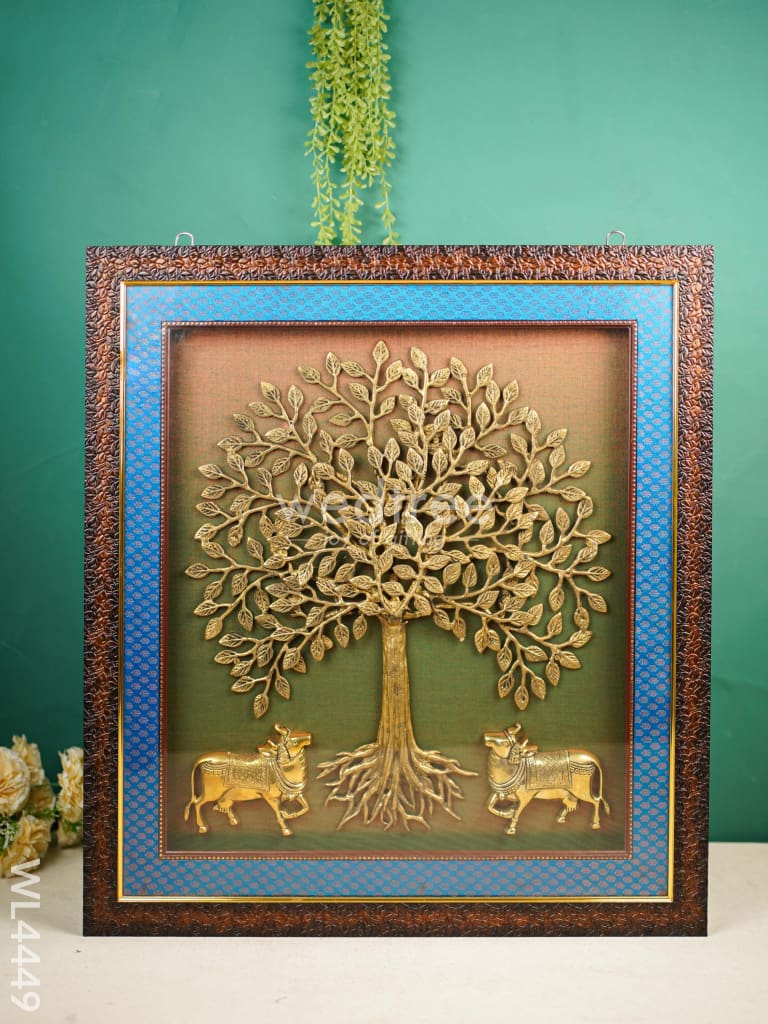 Frame: Brass Kalpavriksha Tree With Cow - 24 X 21 Inch Wl4449 Frames