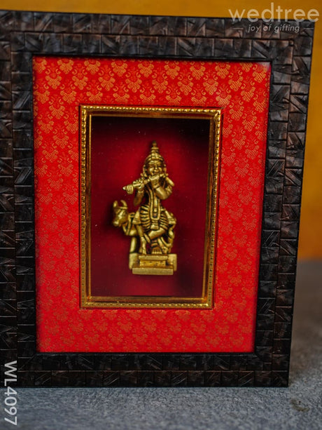 Frame: Brass Krishna With Cow - Wl4097 Wall Hanging Frames