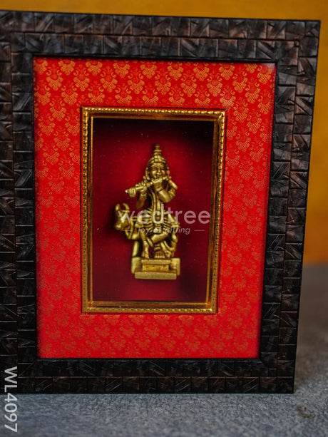 Frame: Brass Krishna With Cow - Wl4097 Wall Hanging Frames