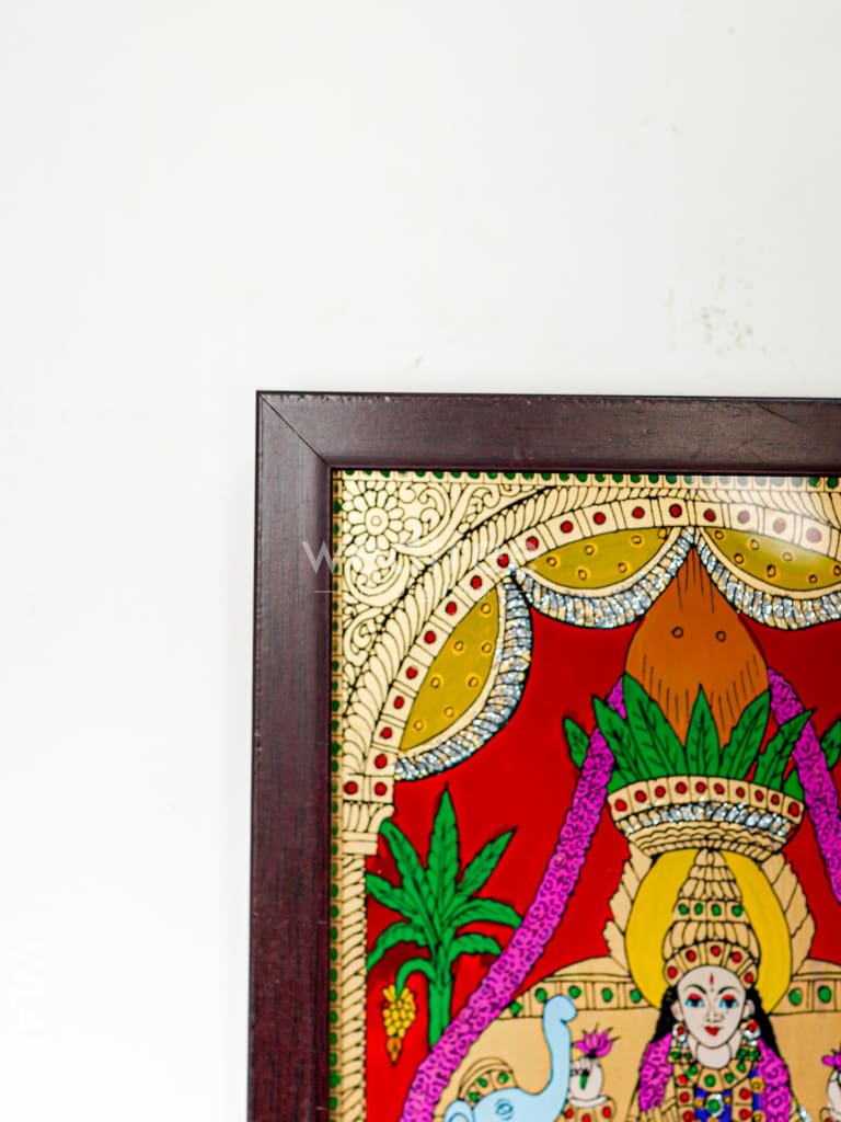 Gaja Lakshmi Glass Reverse Painting Frame - 8 X 6 Inch Wl4559 Frames