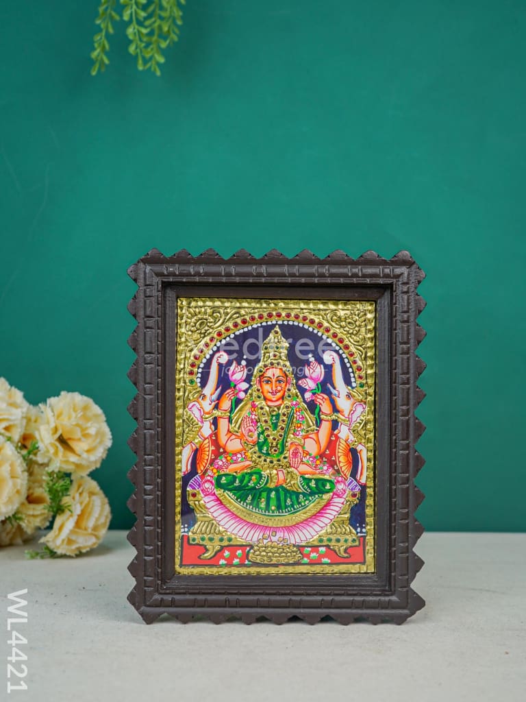 Gajalakshmi Photo Frame With Tanjore Art Work - Flat (Gold Foil) 8 X 6 Inch Wl4421 Painting