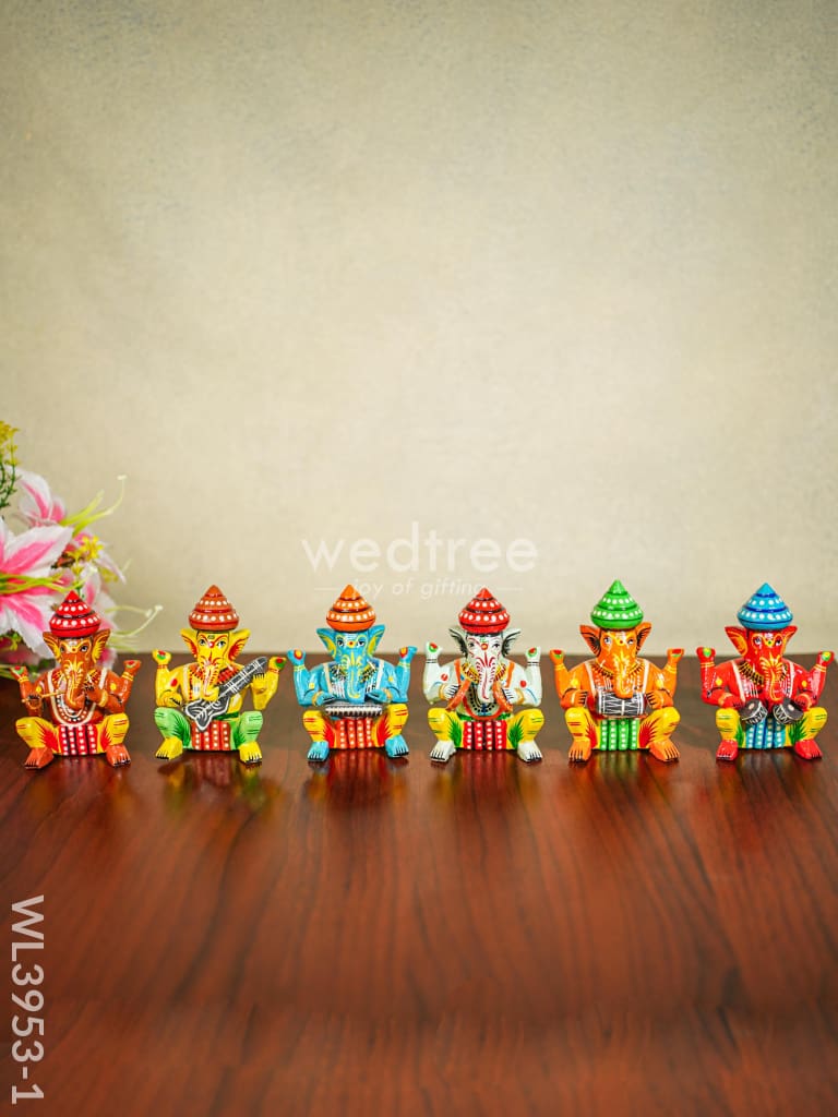 Ganesha Band Set - Wl3953 3 Inch Wooden Decor