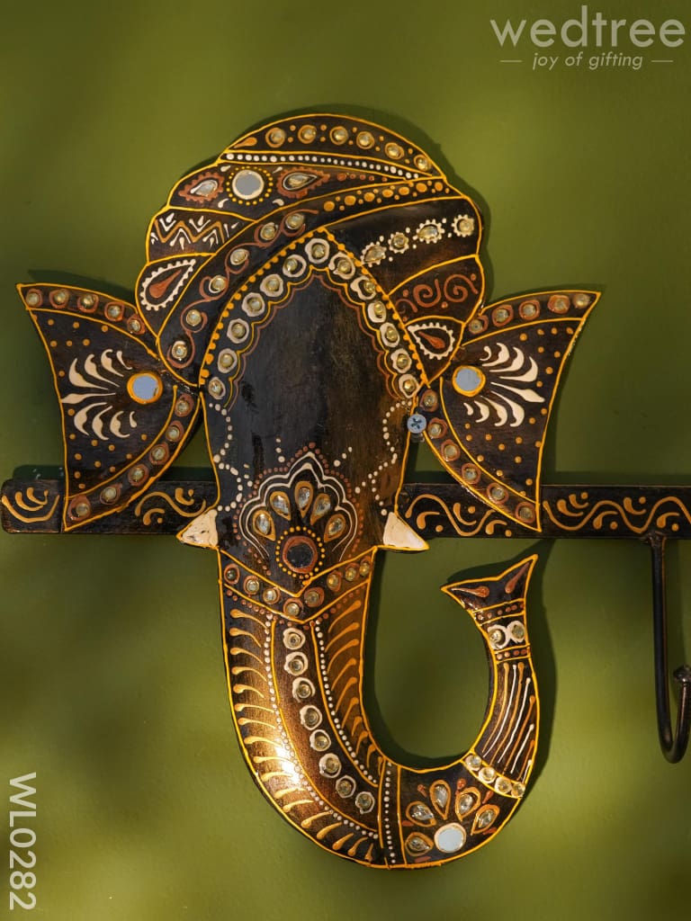 Ganesha Hanger (With Stone Work) - Wl0282 Metal Decor Hanging