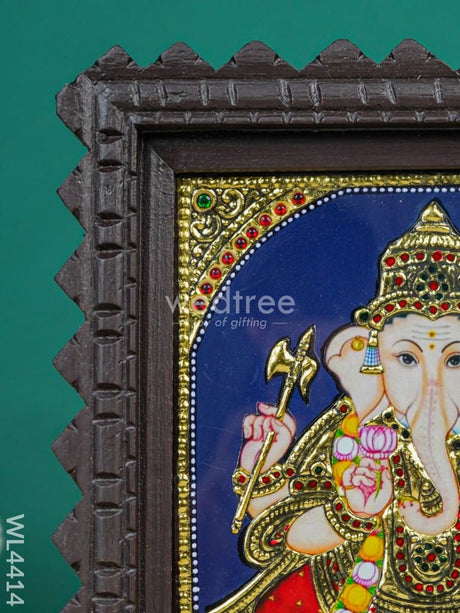 Ganesha Photo Frame With Tanjore Art Work - Flat (Gold Foil) 8 X 6 Inch Wl4414 Painting