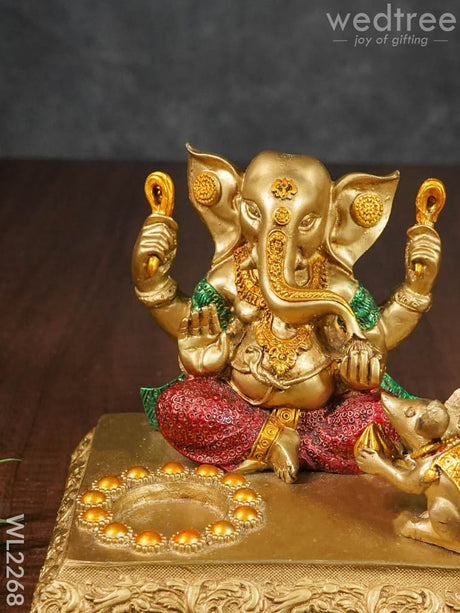 Ganesha T Light Holder With Mouse - Wl2268 Candles And Votives