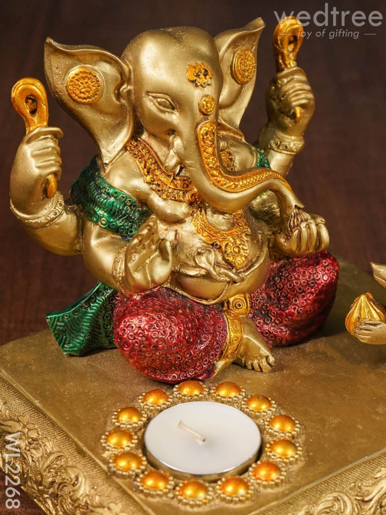 Ganesha T Light Holder With Mouse - Wl2268 Candles And Votives