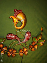 Ganesha With Big Flowers - Wl0363 Metal Decor Hanging