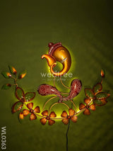 Ganesha With Big Flowers - Wl0363 Metal Decor Hanging