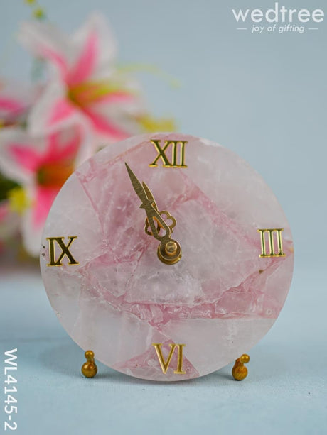 Gem Stone Table Clock With Stand - Wl4145 Pink Desk Organisers