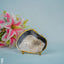 Gemstone Agate Slice With Gold Electroplated Border - White Agate Wl4144 Black Desk Organisers