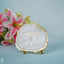 Gem Stone Gold Edge Coasters With Stand - White Agate-Wl4144-1 Crystal Gifts