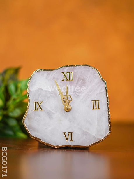 Gemstone Electroplated Gold Edge Table Clock - Grey Bcg0171 Give-Aways