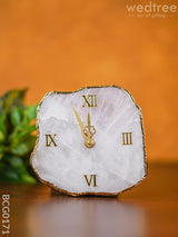 Gemstone Electroplated Gold Edge Table Clock - Grey Bcg0171 Give-Aways