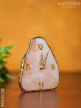 Gemstone Electroplated Gold Edge Table Clock - Pink Bcg0168