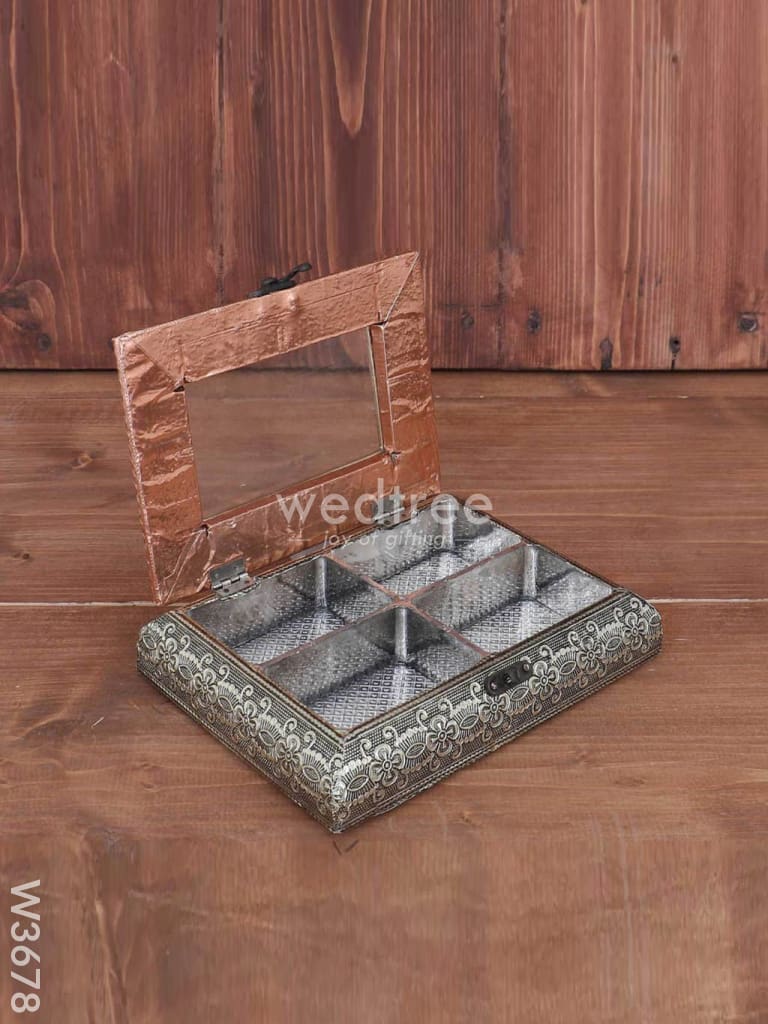 German Oxidised Transparent Dry Fruit Box 6 X 8 Inch - W3678 Dry Fruit Box