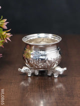 German Silver 1 Cup Kumkum Bowl With Elephant In The Bottom - Wl0865 Pooja Utility